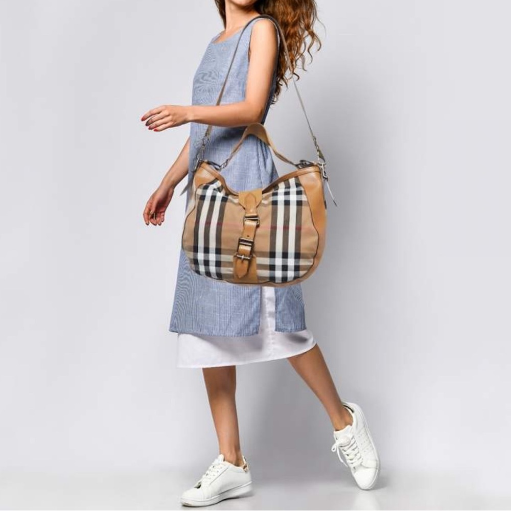 ❤️SOLD Burberry Ashwood Convertible Hobo House Check Canvas Medium